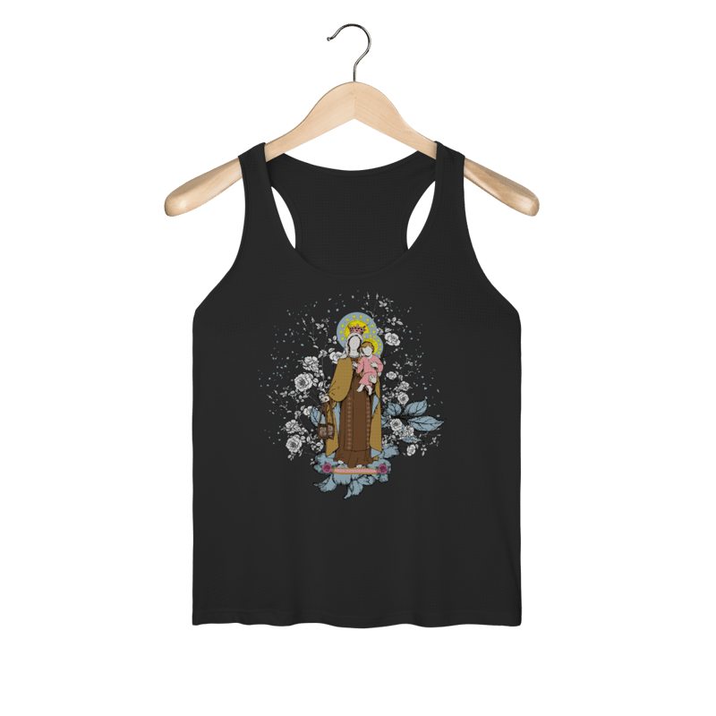 Regata preta com estampa de Nossa Senhora do Carmo
