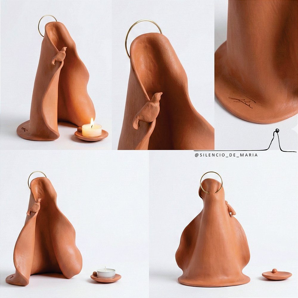 Manto de Maria terracota com Espírito Santo, em quatro ângulos